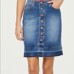 LOFT Button Front Denim Skirt